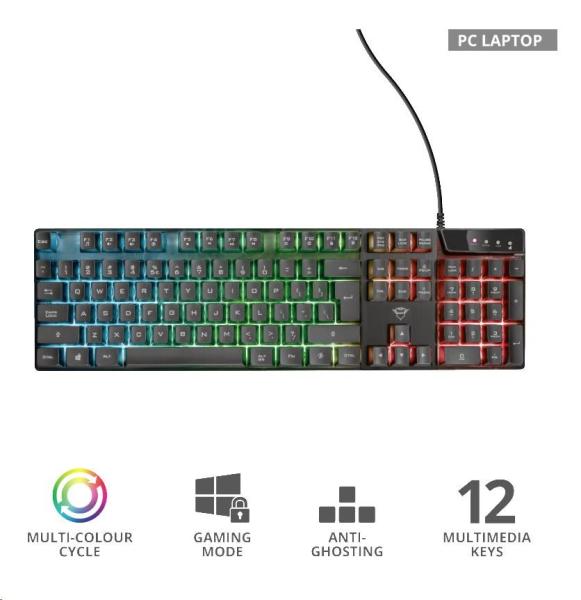 TRUST herní klávesnice GXT 835 Azor Illuminated Gaming Keyboard2