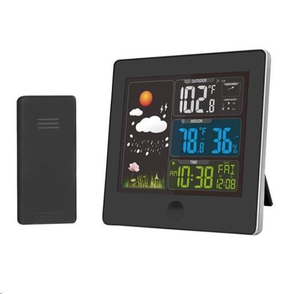 Solight TE80 meteostanice,  barevný LCD,  teplota,  vlhkost, RCC,  černá