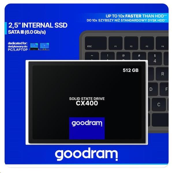 GOODRAM SSD CX400 Gen.2 512GB,  SATA III,  2.5",  (R:550/ W:500MB/ s)2
