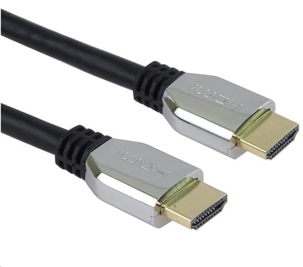 Kábel HDMI PREMIUMCORD 2.1 vysokorýchlostný + ethernetový kábel (krytky zo zinkovej zliatiny,  pozlátené konektory) 1.5m