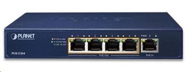 Planet POE-E304 PoE extender, 1xPoE-in, 4xPoE-out 65W, 802.3bt/at/af, Gigabit1