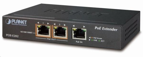 Planet POE-E202 PoE extender,  1xPoE-in,  2xPoE-out 25W,  802.3at/ af,  Gigabit