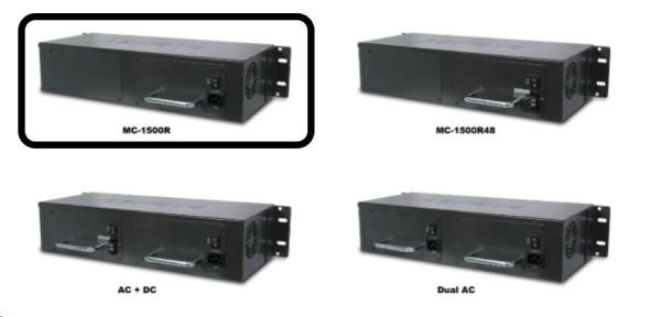 Planet MC-1500R,  15 slotů pro media konverotry,  19"/ 2, 5U,  napájení AC 230V,  možno dokoupit DC 48V zdroj (redundance)3