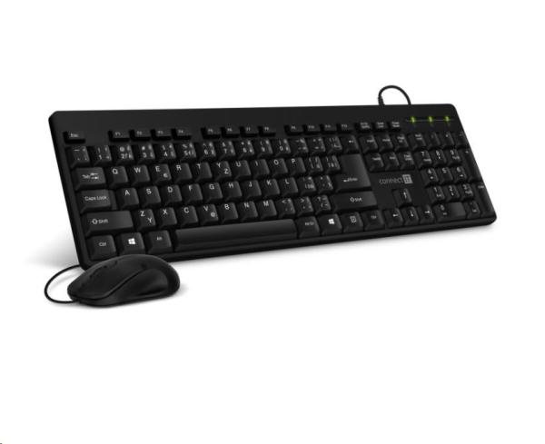 CONNECT IT Combo drátová černá klávesnice + myš,  CZ + SK layout
