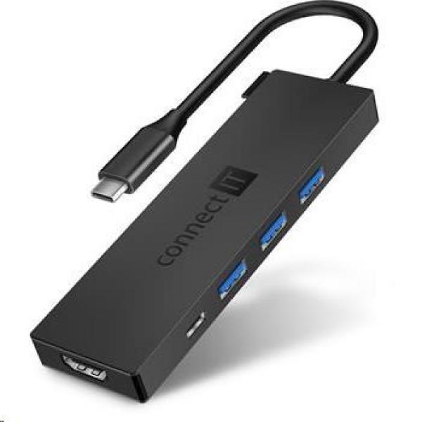 Rozbočovač CONNECT IT USB-C, 5v1 (USB-C,3xUSB-A,HDMI), externý, antracitový