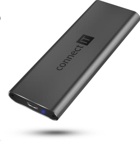 CONNECT IT Externý box AluSafe pre SSD M.2 NVMe,  10 Gb/ s,  USB-C,  antracitová