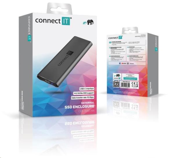 CONNECT IT Externý box AluSafe pre SSD M.2 NVMe,  10 Gb/ s,  USB-C,  antracitová1