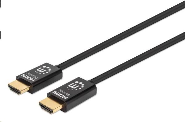 MANHATTAN HDMI kábel samec - samec,  vysokorýchlostný aktívny optický kábel HDMI,  30 m,  pozlátené koncovky,  čierny