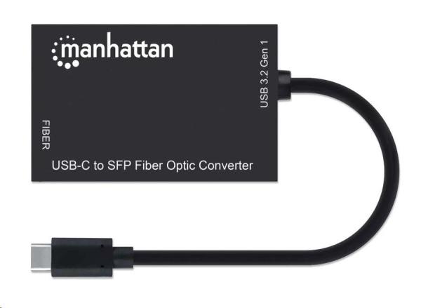 MANHATTAN Prevodník USB-C na SFP,  prevodník optických vlákien,  USB 3.2 Gen 1,  čierna3
