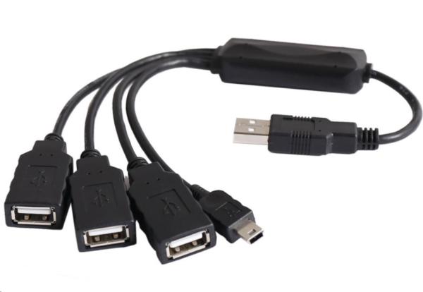 PremiumCord USB2.0 HUB 4-portový čierny kábel