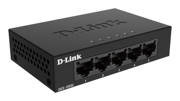 D-Link DGS-105GL 5-portový gigabitový stolný prepínač s kovovým puzdrom