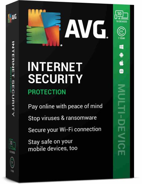 Rozšírenie AVG Internet Security (pre viacero zariadení,  až pre 10 pripojení) na 12 mesiacov