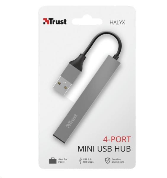 TRUST HALYX Hub,  hliníkový 4-portový mini USB hub,  10 cm3