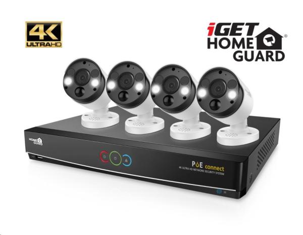 iGET HOMEGUARD HGNVK84904 - Kamerový systém s kamerami UltraHD 4K,  IR LED,  vonkajší,  sada 4x kamera + rekordér