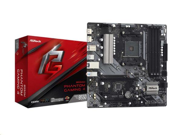 ASRock MB Sc AM4 B550M PHANTOM GAMING 4,  AMD B550,  4xDDR4,  1xDP,  1xHDMI,  mATX