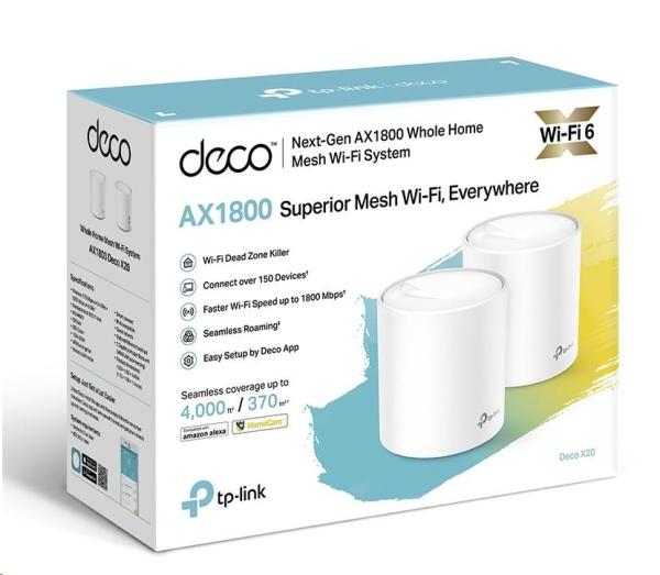 TP-Link Deco X20(2-pack) WiFi6 Mesh (AX1800,  2, 4GHz/ 5GHz,  2xGbELAN/ WAN)0
