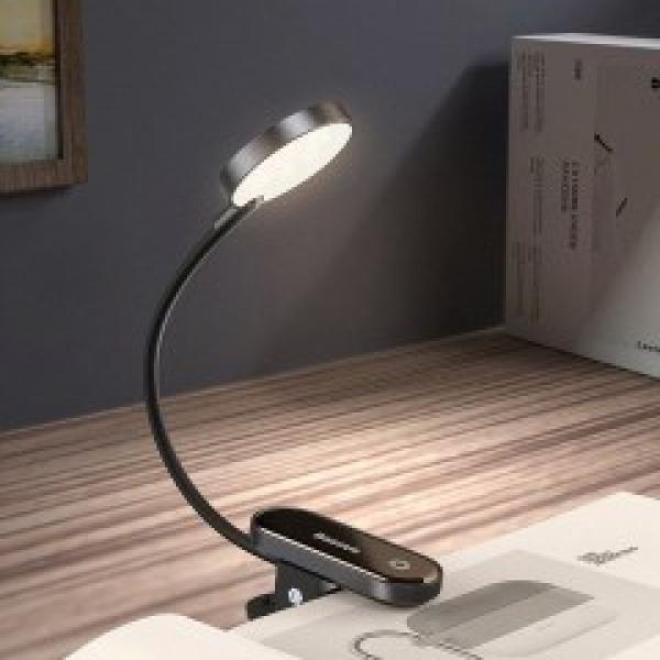 Baseus LED lampa na čtení s klipem,  šedá2