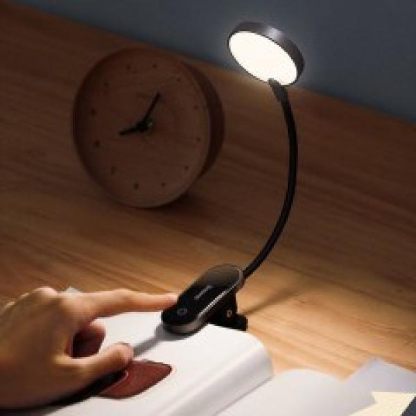 Baseus LED lampa na čtení s klipem,  šedá6