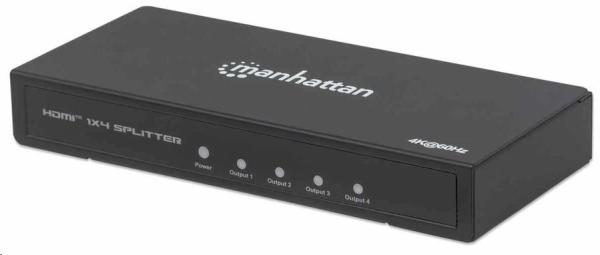 Manhattan HDMI Splitter,  4K 4-portový HDMI Splitter,  4K@60Hz,  napájanie AC,  čierny