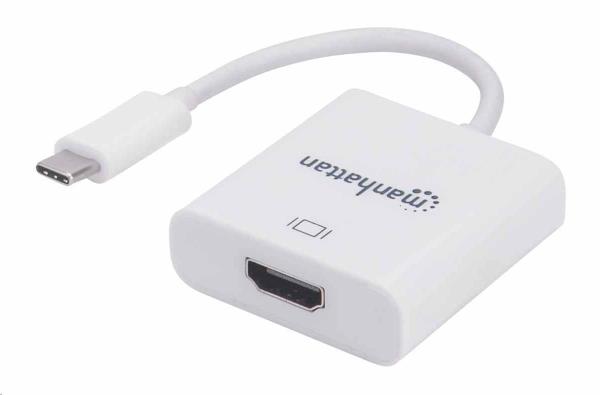 Adaptér Manhattan USB-C na HDMI,  USB-C samec na HDMI samica,  biely