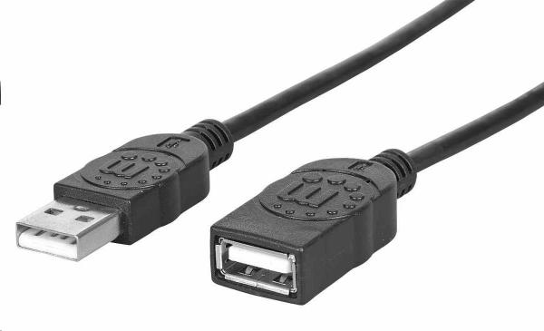 Manhattan USB kábel,  USB 2.0,  samec - samica,  480 Mb/ s,  1 m,  čierna