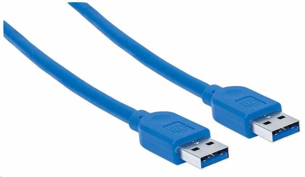 Kábel Manhattan USB-A,  USB 3.0,  Male to Male,  5 Gbps,  1.8 m,  modrá