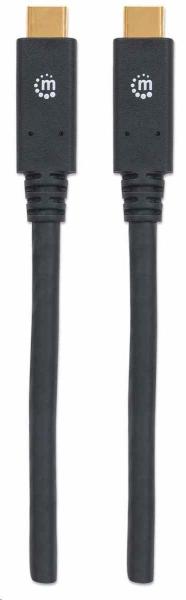 Kábel Manhattan USB-C,  USB 3.1,  Gen 1,  USB-C samec na USB-C samec,  5 Gb/ s,  2 m,  čierna3