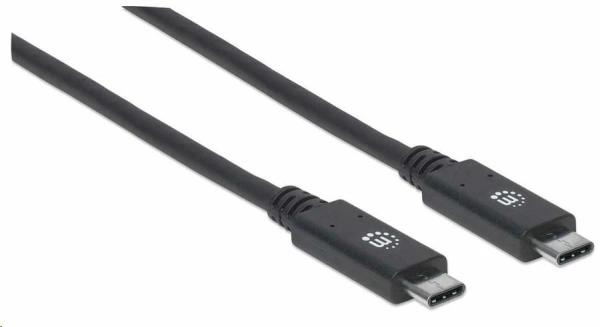 Kábel Manhattan USB-C,  USB 3.1 Gen 2,  USB-C samec na USB-C samec,  10 Gb/ s,  5 A,  1 m,  čierna1