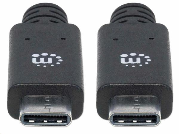 Kábel Manhattan USB-C,  USB 3.1 Gen 2,  USB-C samec na USB-C samec,  10 Gb/ s,  5 A,  1 m,  čierna2
