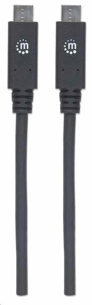 Kábel Manhattan USB-C,  USB 3.1 Gen 2,  USB-C samec na USB-C samec,  10 Gb/ s,  5 A,  1 m,  čierna3