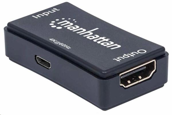 Manhattan HDMI Repeater,  4K HDMI Repeater,  aktívny,  do 40 m,  čierny4