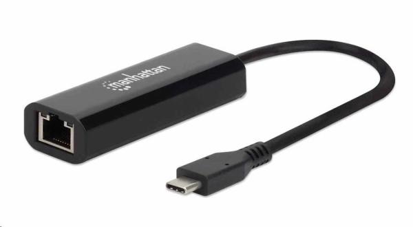 Adaptér Manhattan USB-C na 2.ethernet 5GBASE-T,  USB 3.2 Gen 1; 10/ 100/ 1000 Mbps & 2.5 Gb/ s,  čierna