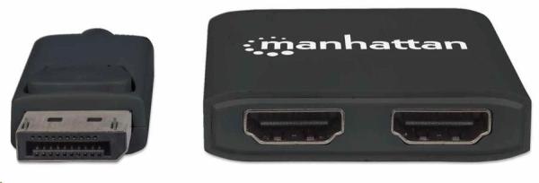 Manhattan Hub,  MST hub DisplayPort na duálny HDMI (M/ F),  čierny3