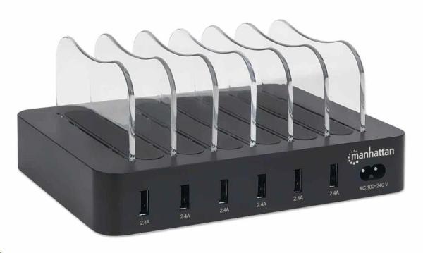 Manhattan USB nabíjacia stanica,  6-portová USB nabíjacia stanica,  USB-A,  čierna0
