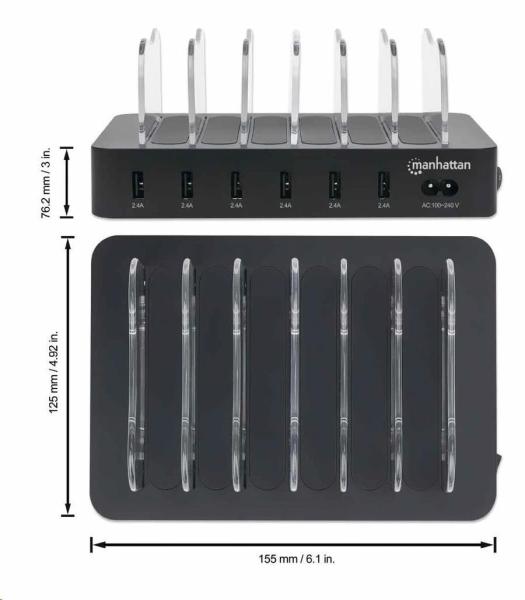 Manhattan USB nabíjacia stanica,  6-portová USB nabíjacia stanica,  USB-A,  čierna4