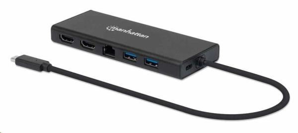 Adaptér Manhattan USB-C na duálny multiport HDMI,  USB 3.2 Gen 1,  čierna