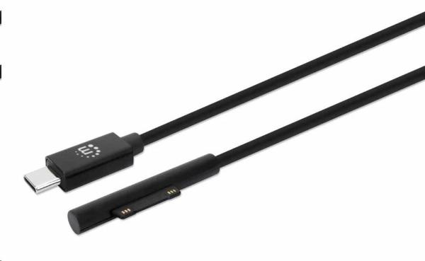 Manhattan nabíjací kábel, nabíjací kábel Surface Connect k USB-C (M/M), 15 V / 3 A, 1.8 m, čierna