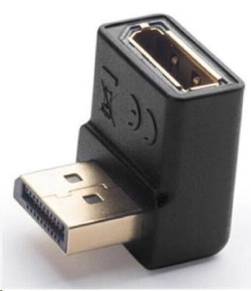 PREMIUMCORD DisplayPort 1.2 smerom nadol zahnuté adaptéry 90°,  samec/ samica,  pozlátené konektory