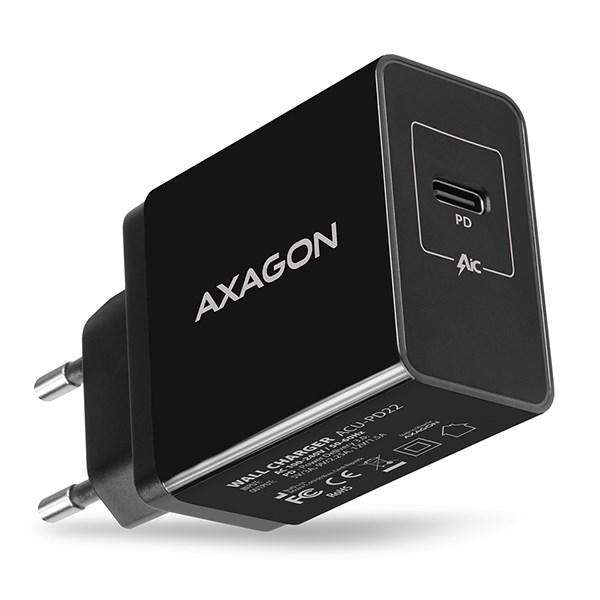 AXAGON ACU-PD22,  sieťová nabíjačka PD 22 W,  1x port USB-C,  PD3.0/ QC3.0/ AFC/ FCP/ Apple