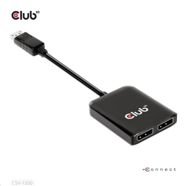 Videoadaptér Club3D MST (Multi Stream Transport) DisplayPort 1.4 na DisplayPort 1.4 Duálny monitor 4K60Hz (M/ F),  čierny4