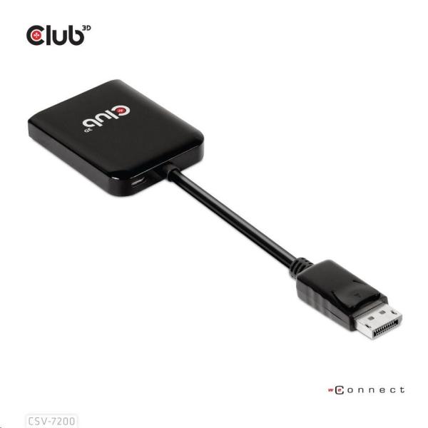 Videoadaptér Club3D MST (Multi Stream Transport) DisplayPort 1.4 na DisplayPort 1.4 Duálny monitor 4K60Hz (M/ F),  čierny1