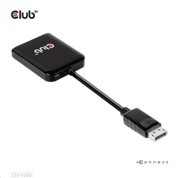 Videoadaptér Club3D MST (Multi Stream Transport) DisplayPort 1.4 na DisplayPort 1.4 Duálny monitor 4K60Hz (M/ F),  čierny0