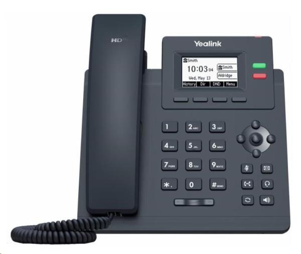IP telefón Yealink SIP-T31P,  2, 3" grafika 132x64,  2x RJ45 10/ 100,  PoE,  2x SIP,  s adaptérom