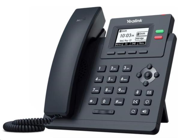 IP telefón Yealink SIP-T31P,  2, 3" grafika 132x64,  2x RJ45 10/ 100,  PoE,  2x SIP,  s adaptérom1