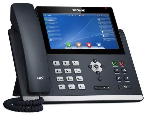 IP telefón Yealink SIP-T48U,  7" farebný dotykový displej 800x480,  2x RJ45 10/ 100/ 1000,  PoE,  16x SIP,  1x USB,  bez adapté2