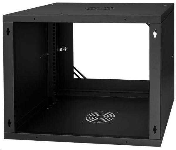LEXI-Net 19" nástěnný rozvaděč Basic 9U 525x450,  skleněné dveře,  bez zad,  rozložený,  černý2