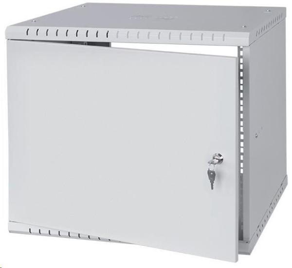 LEXI-Net 19" nástěnný rozvaděč Basic 9U 525x450, plechové dveře, bez zad, rozložený, šedý2