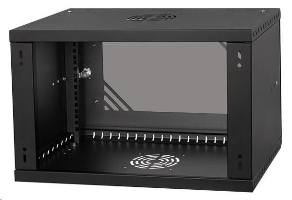 LEXI-Net 19" nástěnný rozvaděč Basic 6U 520x450,  skleněné dveře,  bez zad,  rozložený,  černý0