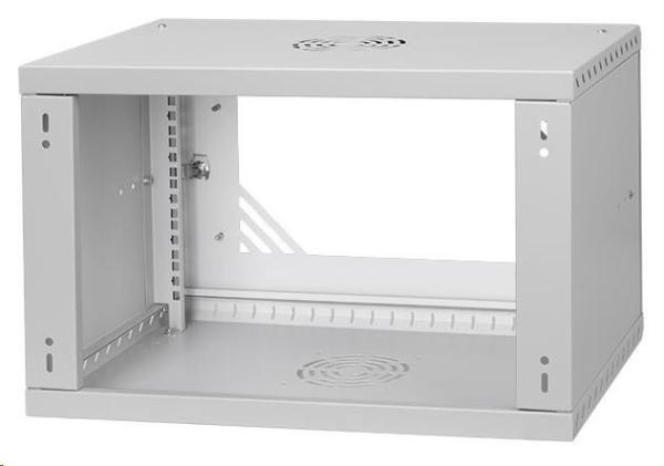 LEXI-Net 19" nástěnný rozvaděč Basic 6U 520x350, skleněné dveře, bez zad, rozložený, šedý2