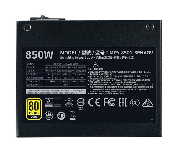 Cooler Master zdroj V850 SFX,  92mm,  80+ Gold,  Plně modulární,  SFX 3.426